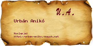 Urbán Anikó névjegykártya